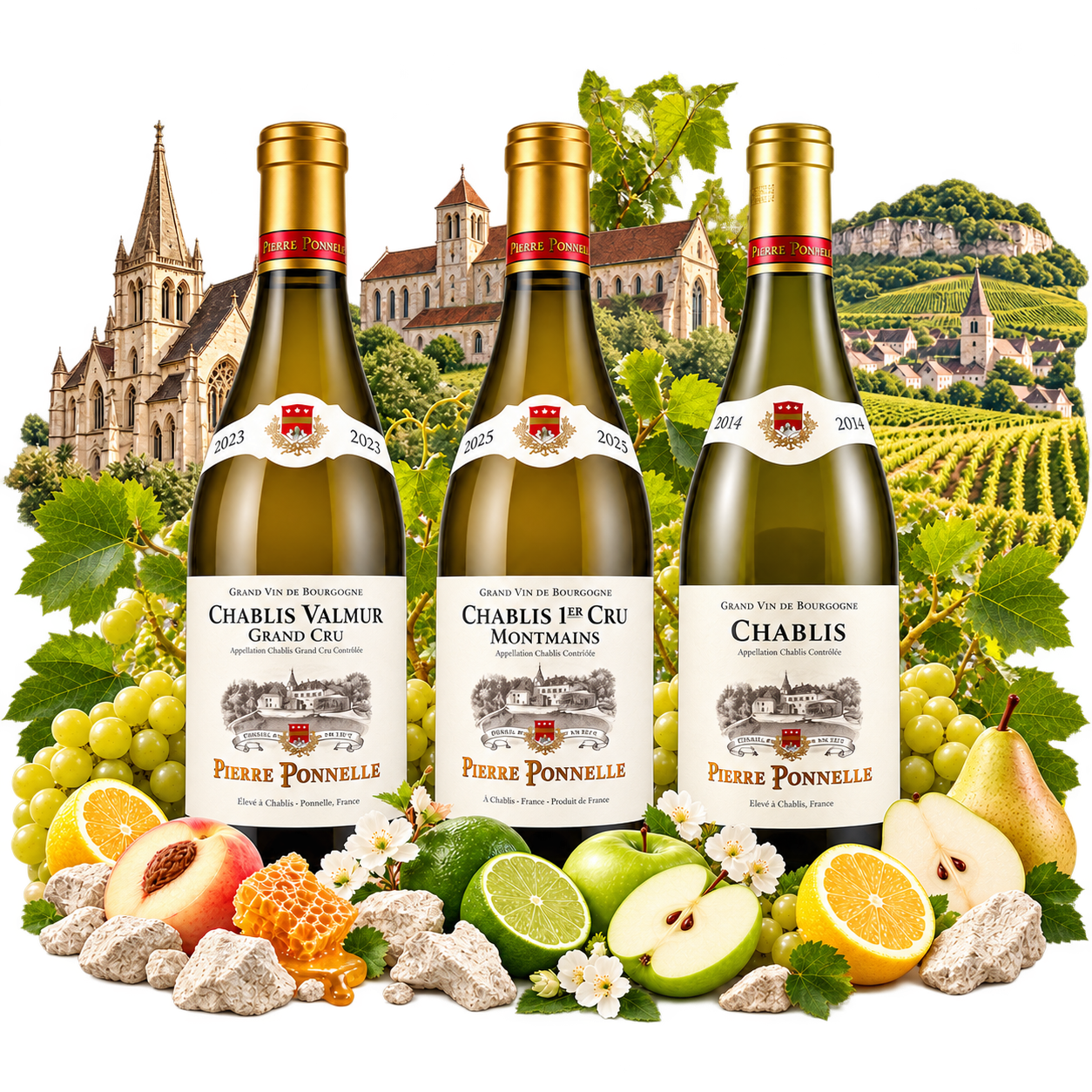 Chablis_ Tři lahve mezi vinicemi a ovocem